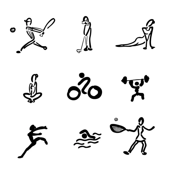 Iconos de dibujo deportivo — Vector de stock