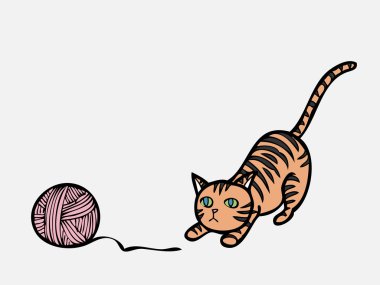 Cat playing knit