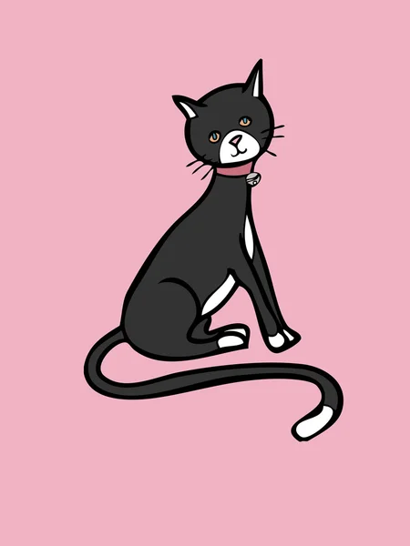 Schwarze Katze sitzt — Stockvektor