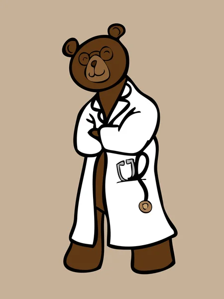 Doutor urso marrom com estetoscópio — Vetor de Stock