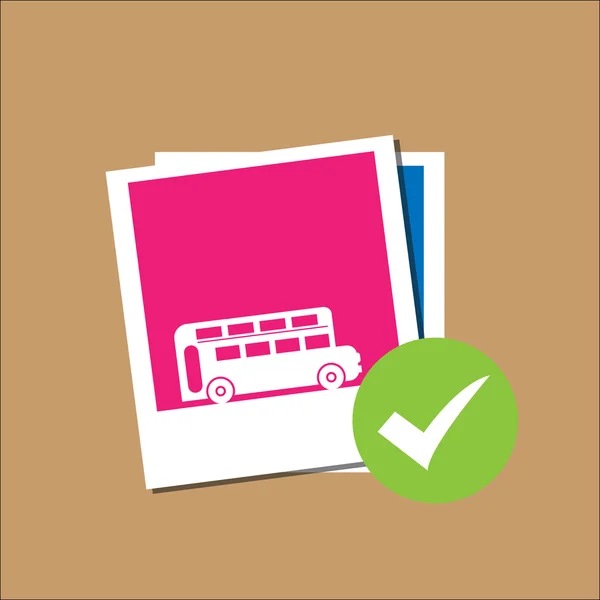 Autobús de Londres en marco de papel Polaroid — Vector de stock