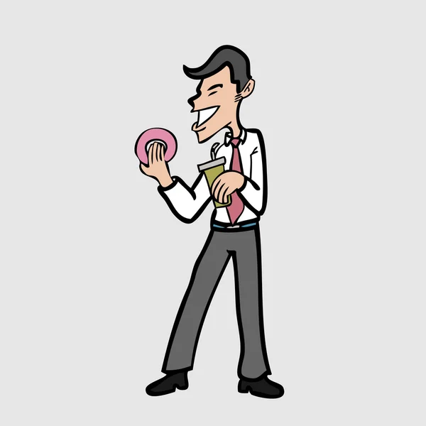 Geschäftsmann und Donut — Stockvektor