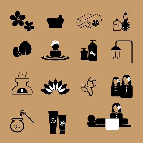 Conjunto de iconos de masaje spa — Vector de stock