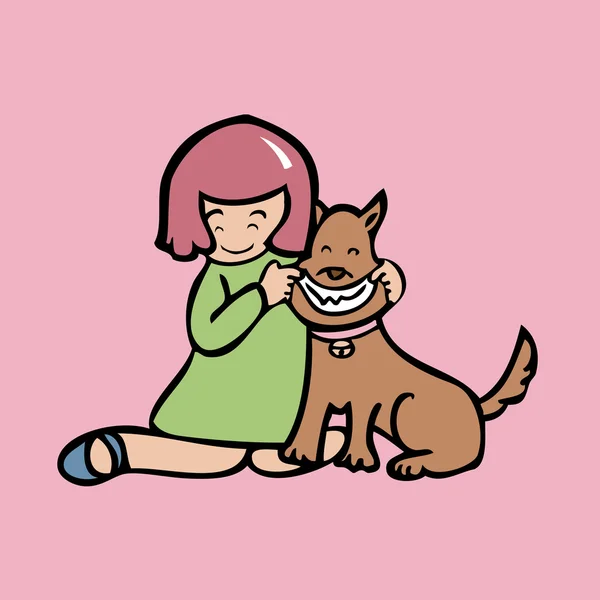 Chica hacer perro sonrisa — Vector de stock