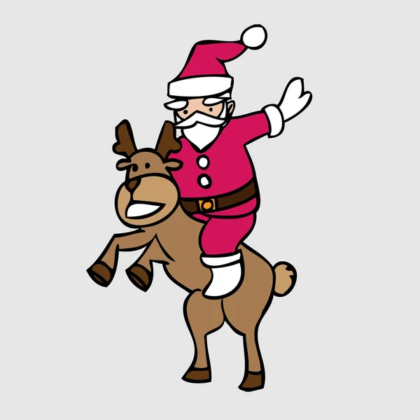 Père Noël et cerf sautant — Image vectorielle