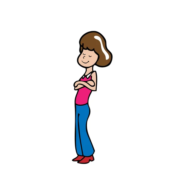 Chica cruzando brazos — Vector de stock