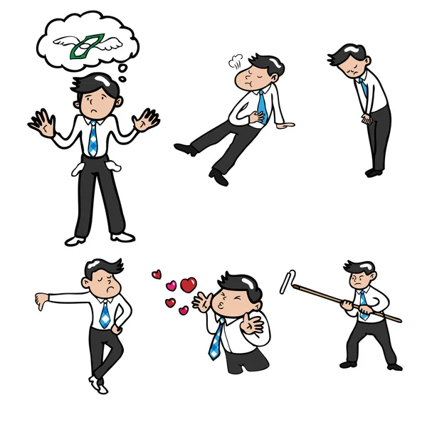 Businessman personnages icônes dessin animé — Image vectorielle