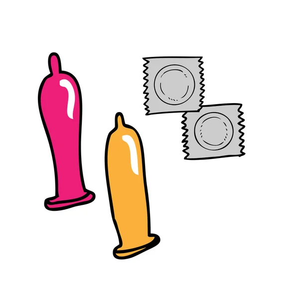 Préservatif contraceptif et emballage — Image vectorielle