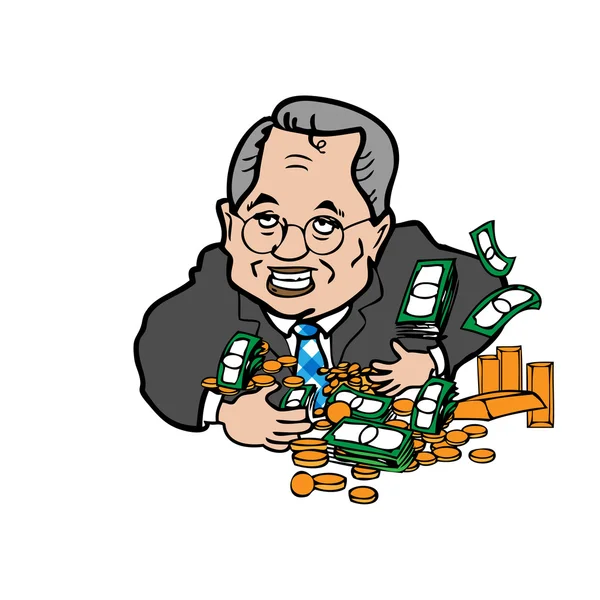 Man greedy of money cartoon - Stock Illustration. 