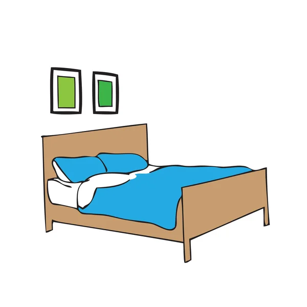 床上枕头和毯子 — 图库矢量图片