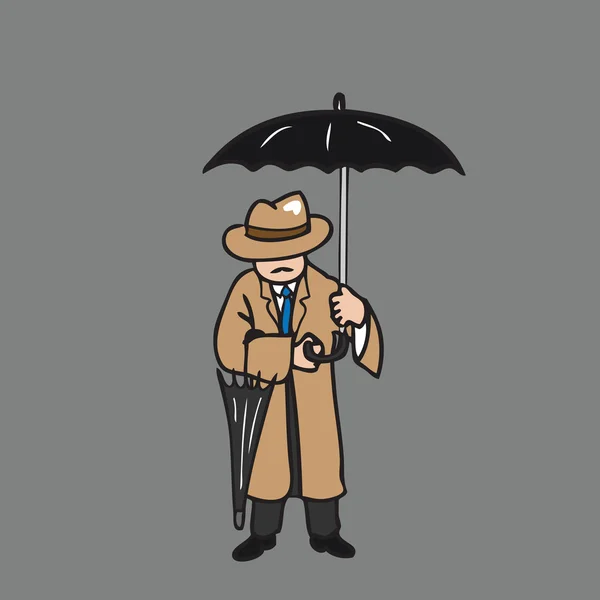 Homme tenir parapluie et en épargner un — Image vectorielle