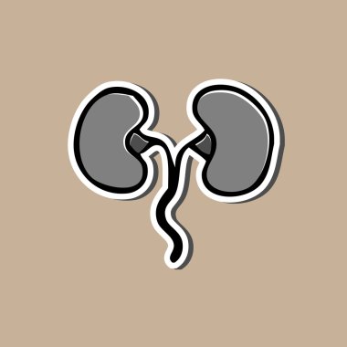 Böbrek etiket çizim karikatür