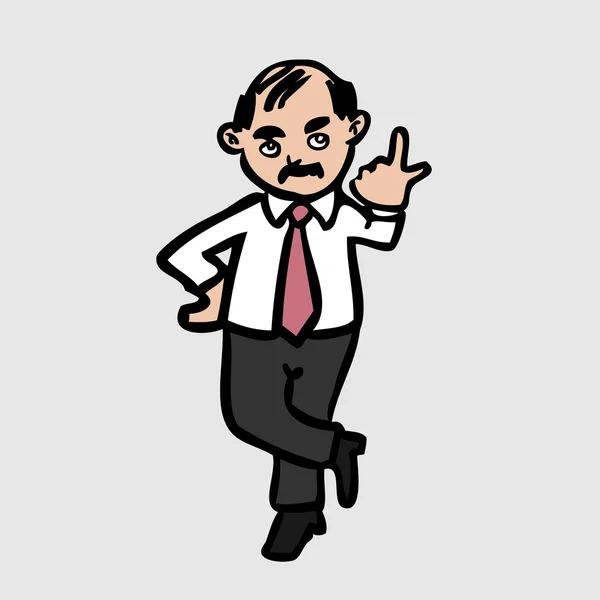Geschäftsmann mit Glatze zeigt mit erhobenem Zeigefinger — Stockvektor