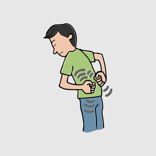 Hombre con dolor de espalda dibujos animados — Vector de stock