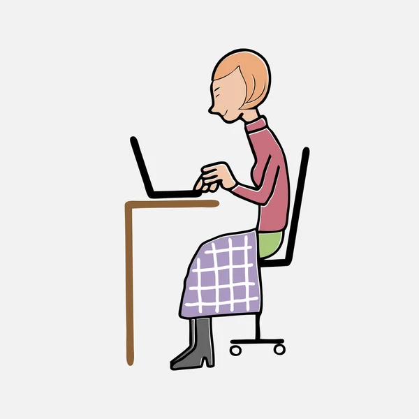Sekretärsarbeit mit dem Computer zu Hause — Stockvektor