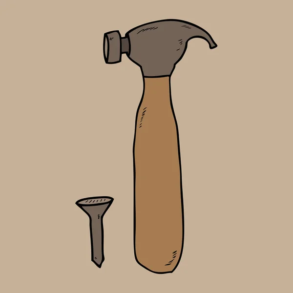 Hammer und Nagel — Stockvektor