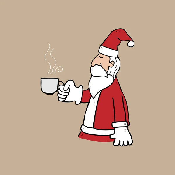 Santa and cup of tea — Stock Vector