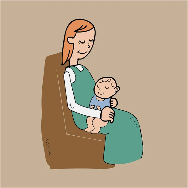 Madre holing su precioso bebé — Vector de stock