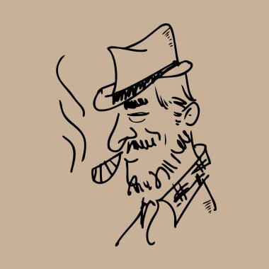 Yaşlı adam puro içiyor.