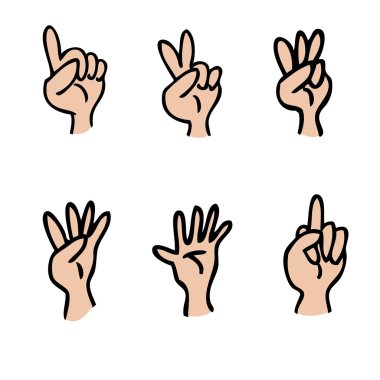 Hand and fingers count clipart
