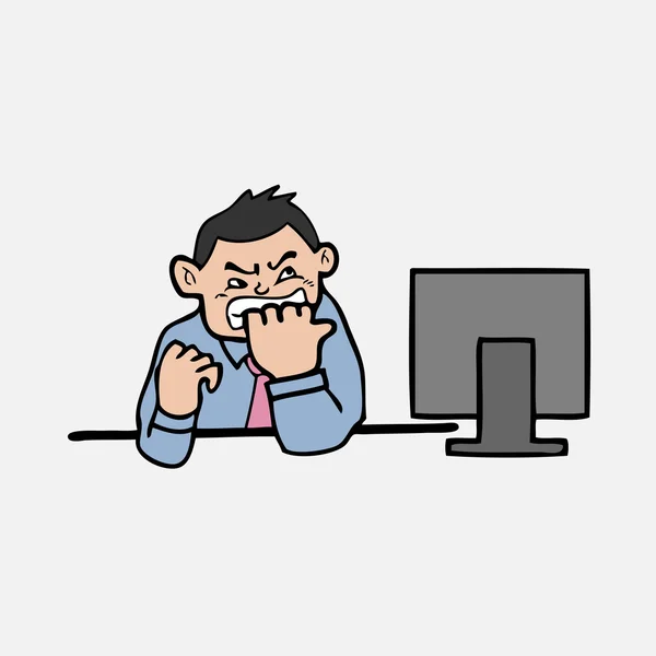 Businessman anxiety with computer — Stock Vector