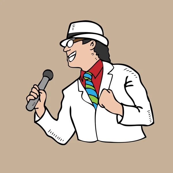 Mann im weißen Anzug singt — Stockvektor