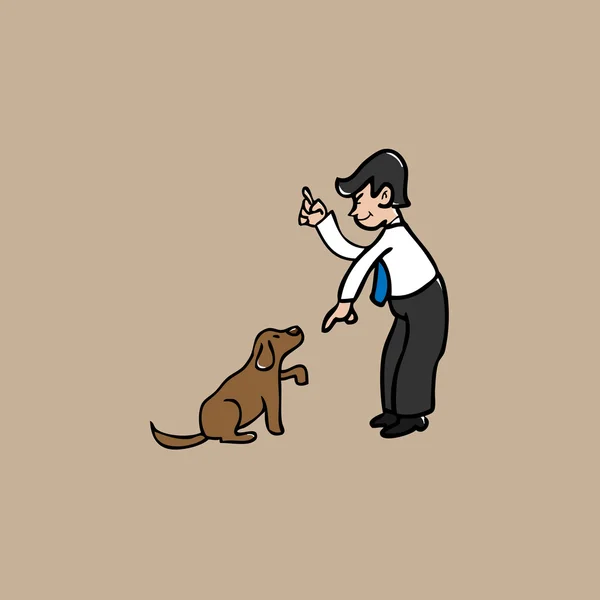 Uomo d'affari e cane — Vettoriale Stock