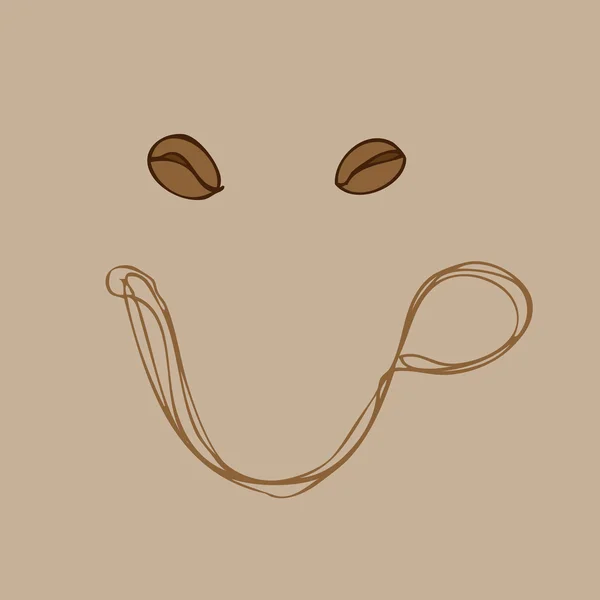 Grain de café et tasse sourire — Image vectorielle