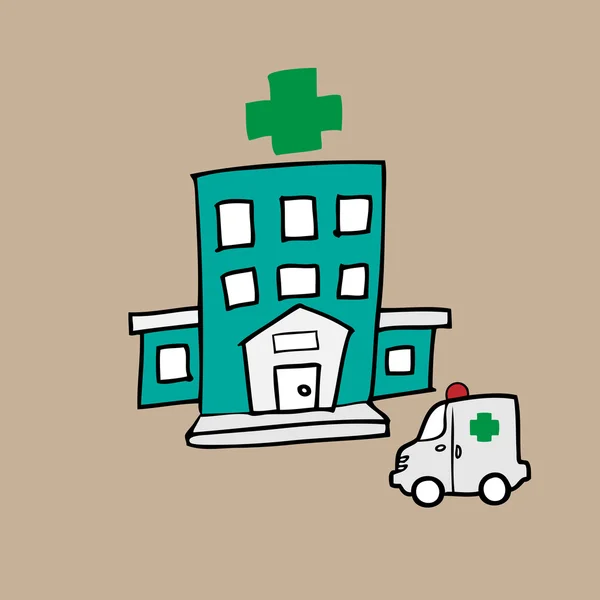 Hastane ve ambulans — Stok Vektör