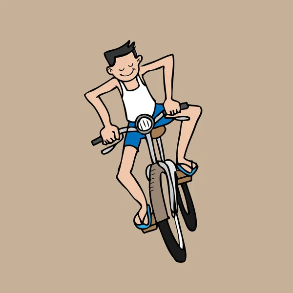 Chico paseos bicicleta — Vector de stock