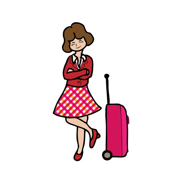 Fille et bagages de voyage — Image vectorielle