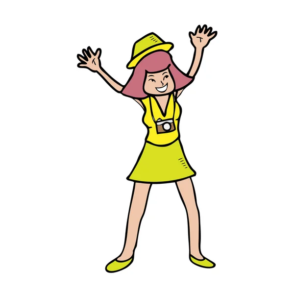 Turista mujer — Vector de stock