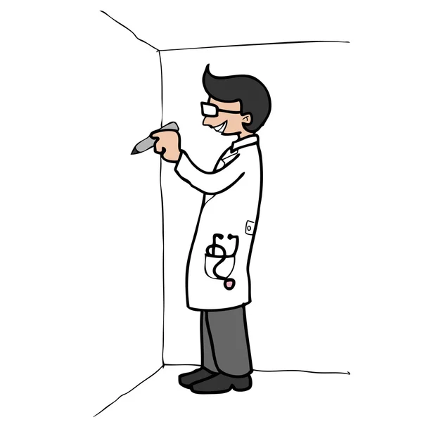 Doctor dibujo en la pared — Vector de stock