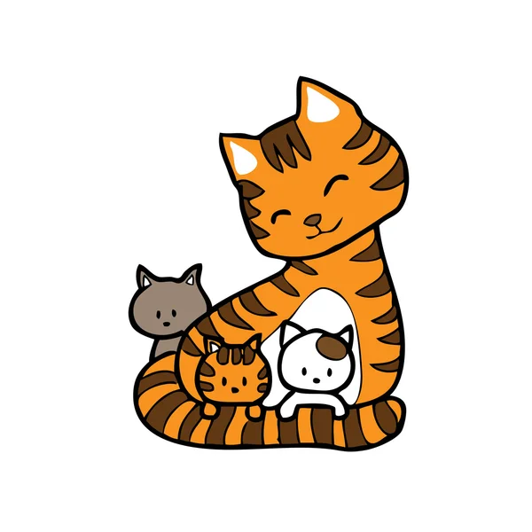 Familia de gatos — Vector de stock