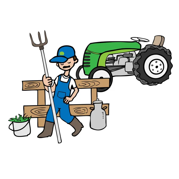 Agricoltore e trattore — Vettoriale Stock