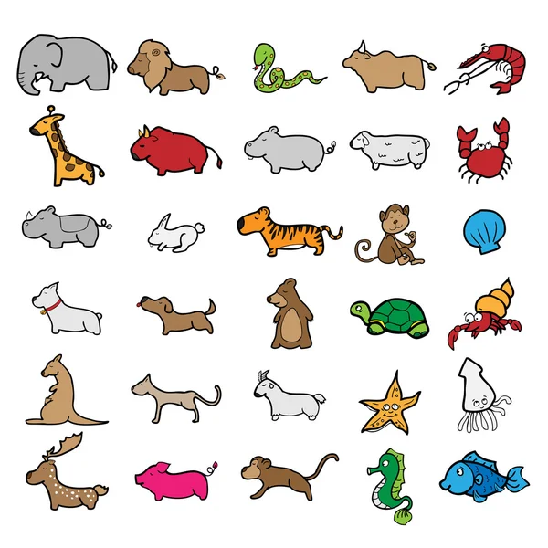 Animals character cartoon drawing — Stock Vector