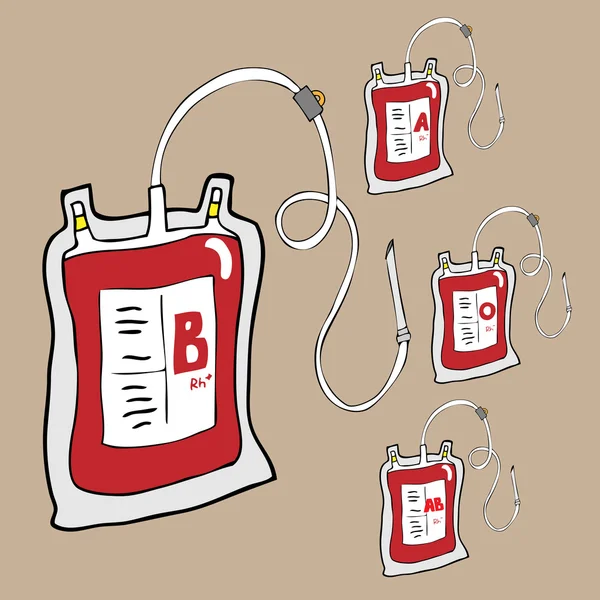 Blood bags for donation cartoon — Stock Vector