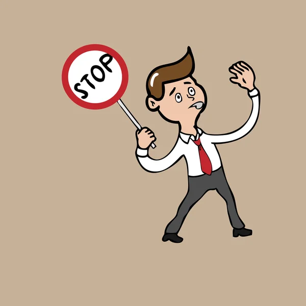 Businessman and stop sign — Stock Vector