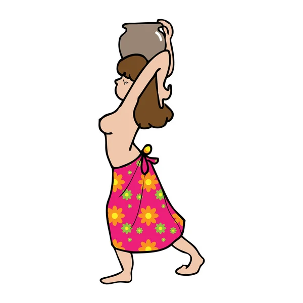 Mujer sostiene frasco en topless — Vector de stock