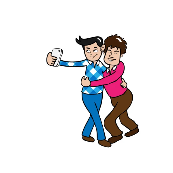 Selfie homo paar — Stockvector