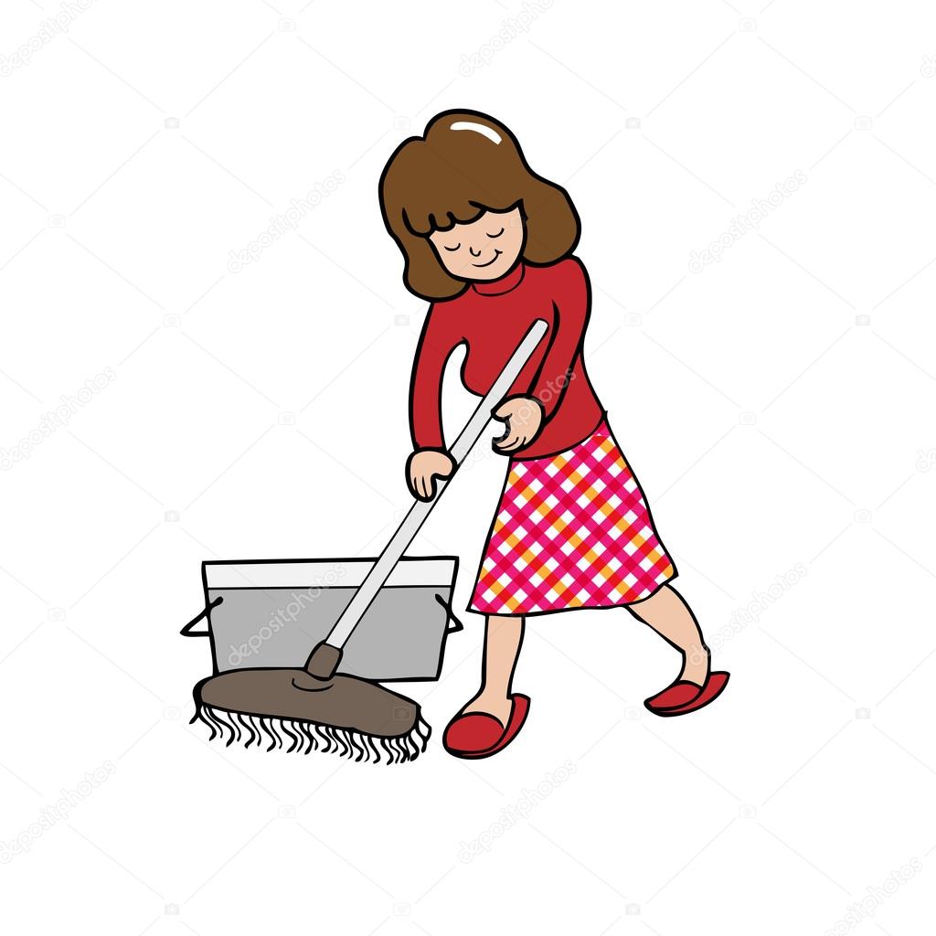 Woman mopping floor Stock Vector Image by 69784835