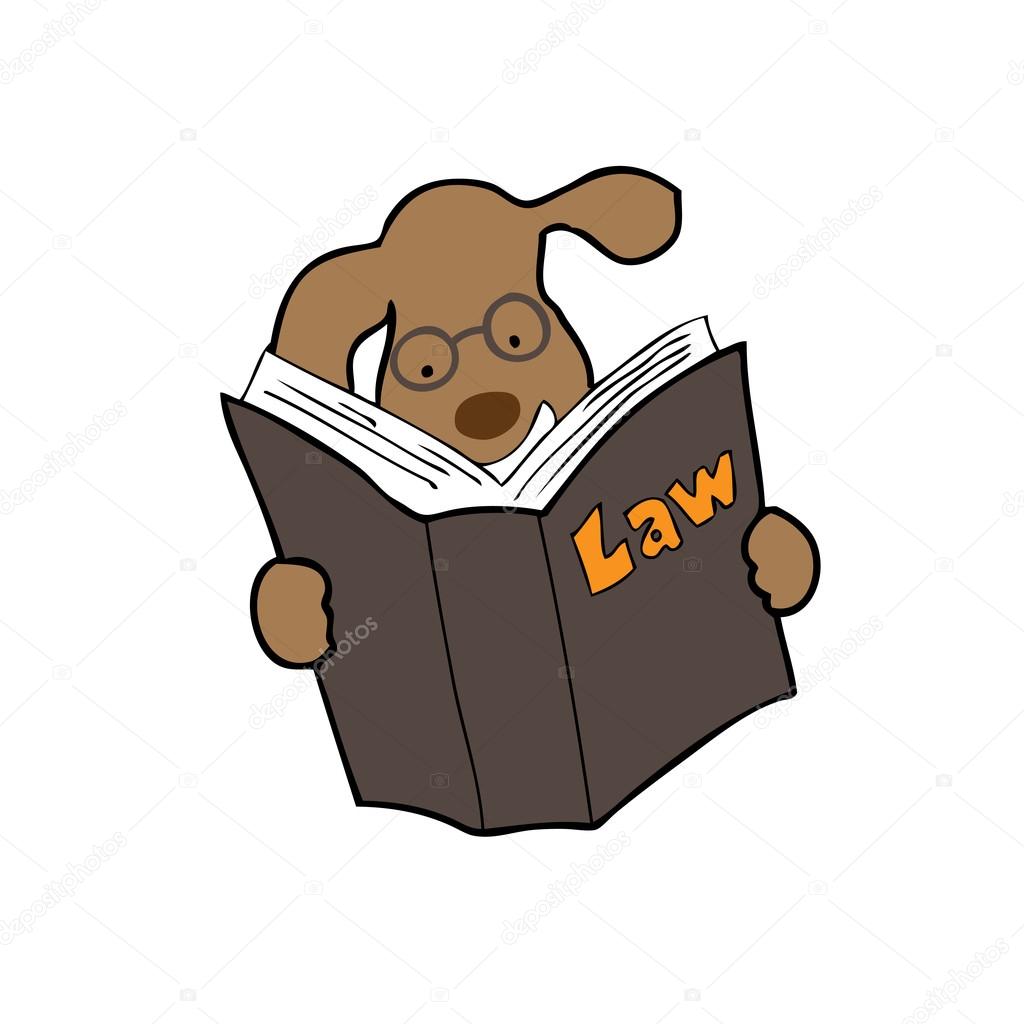 Dog reads law book