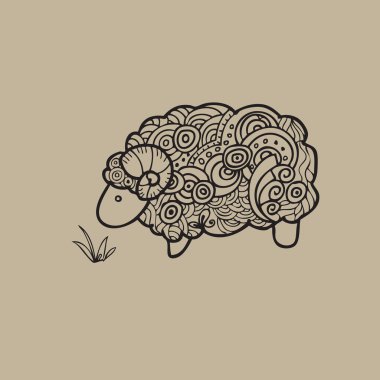 Koyun desen çizgi film doodle