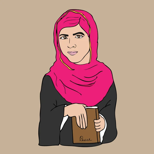 Islam chica y libro — Vector de stock