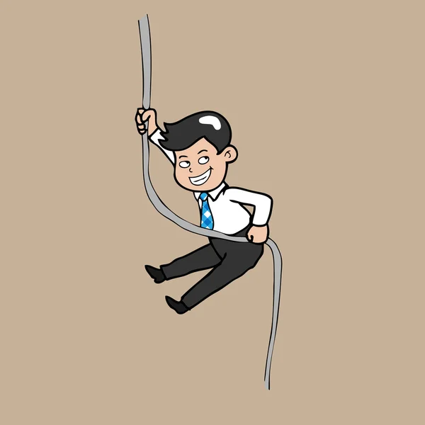 Businessman climbing on rope — Stock Vector