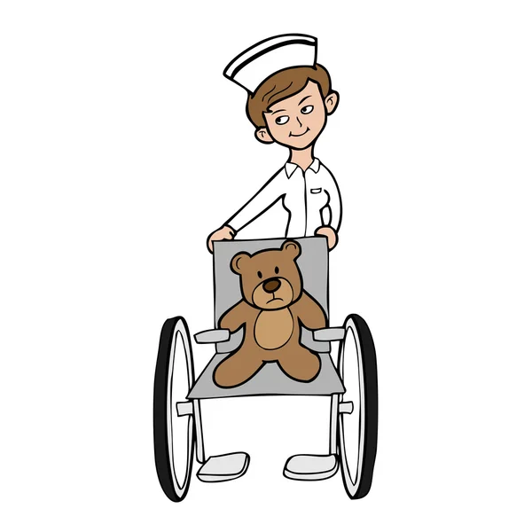 Perawat kursi roda beruang - Stok Vektor