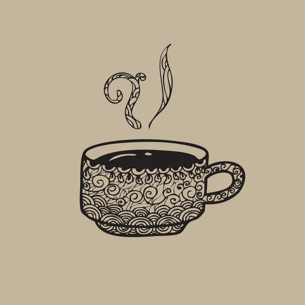 Koffiekopje patroon doodle — Stockvector