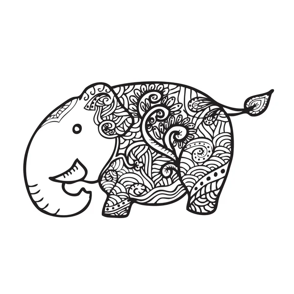 Doodle padrão de elefante —  Vetores de Stock