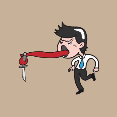 Man with knife tongue clipart