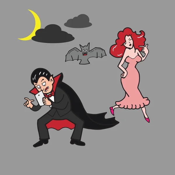 Vampire accro à Internet — Image vectorielle